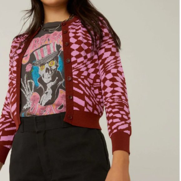 Daydreamer Sweaters - NWT DAYDREAMER Magenta Wave Fitted Cardigan